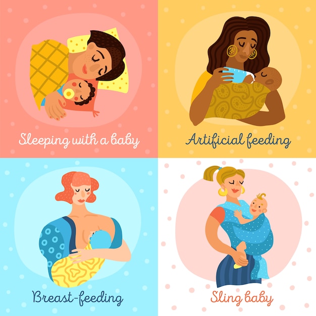 Vector gratuito conjunto de personajes de maternidad