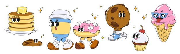 Conjunto de personajes de postres groovy