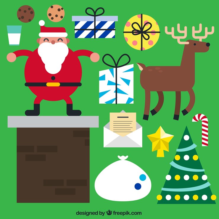 Vector gratuito conjunto de personajes de santa claus