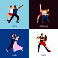 Vector gratuito conjunto de personas bailando