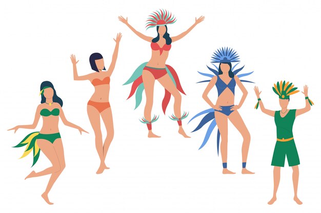 Conjunto de personas celebrando la fiesta nacional de Brasil
