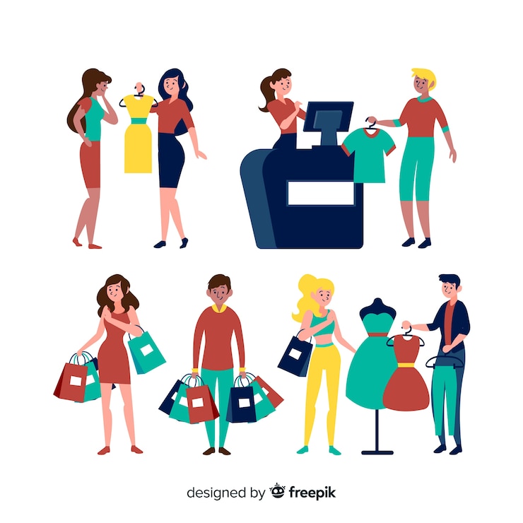 Vector gratuito conjunto de personas de compras