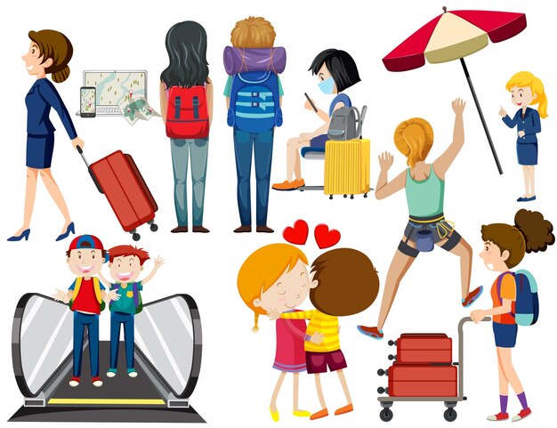 Conjunto de personas en diferentes acciones.
