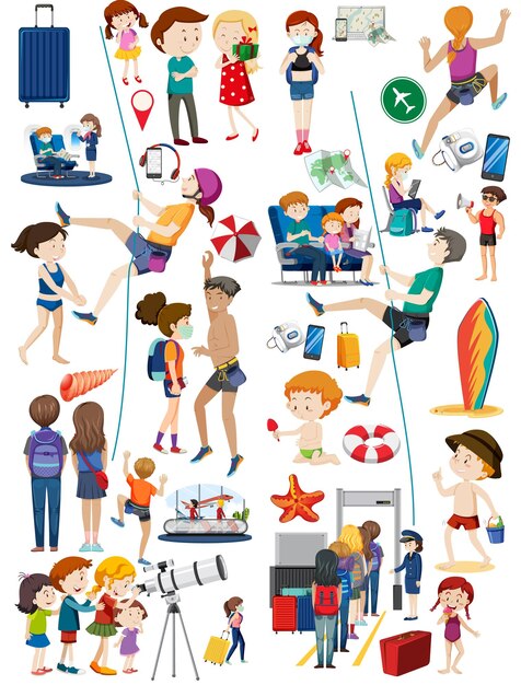 Conjunto de personas en diferentes acciones.