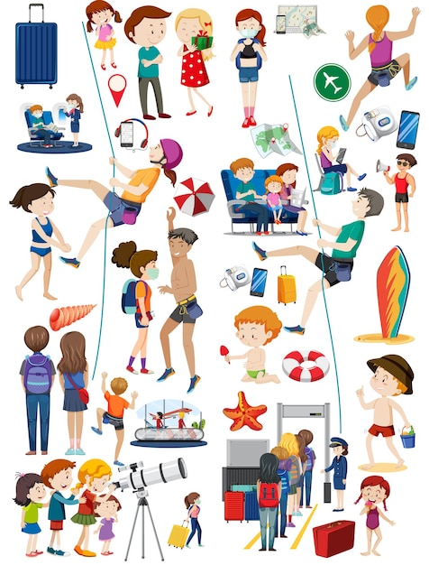 Conjunto de personas en diferentes acciones.