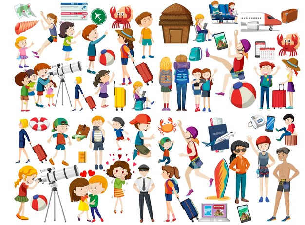 Conjunto de personas en diferentes acciones.