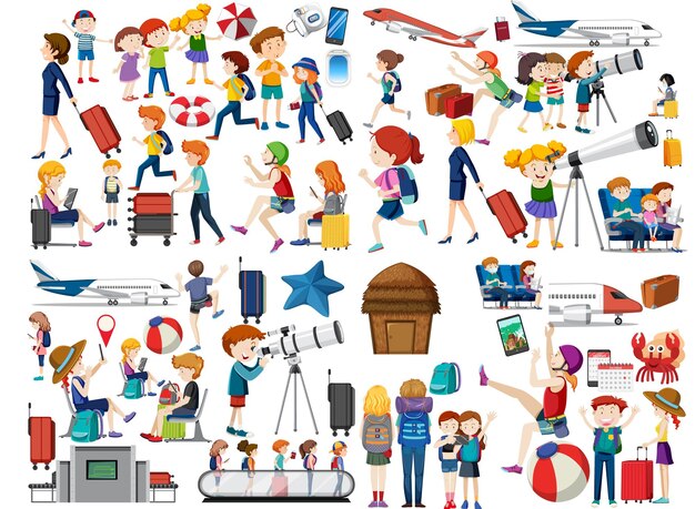 Conjunto de personas en diferentes acciones.