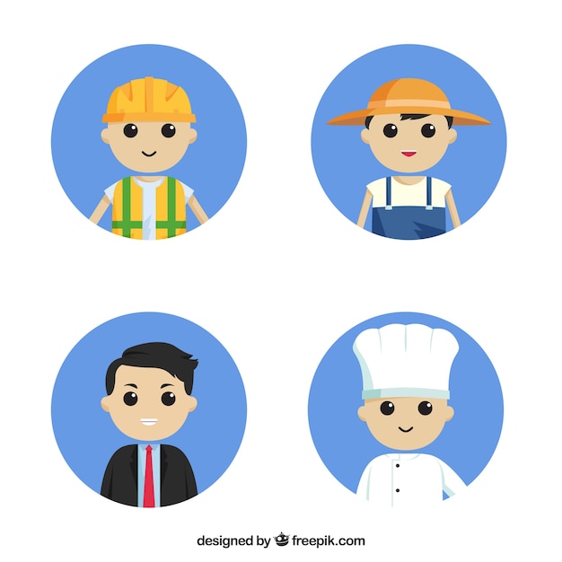 Vector gratuito conjunto de personas con diferentes trabajos en estilo plano