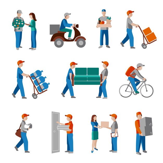 Conjunto de personas de entrega