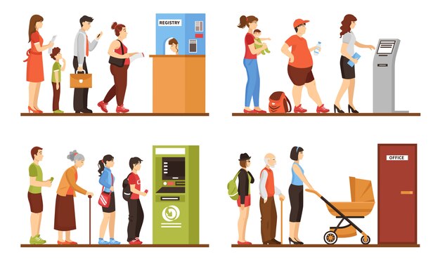 conjunto de personas formando una cola