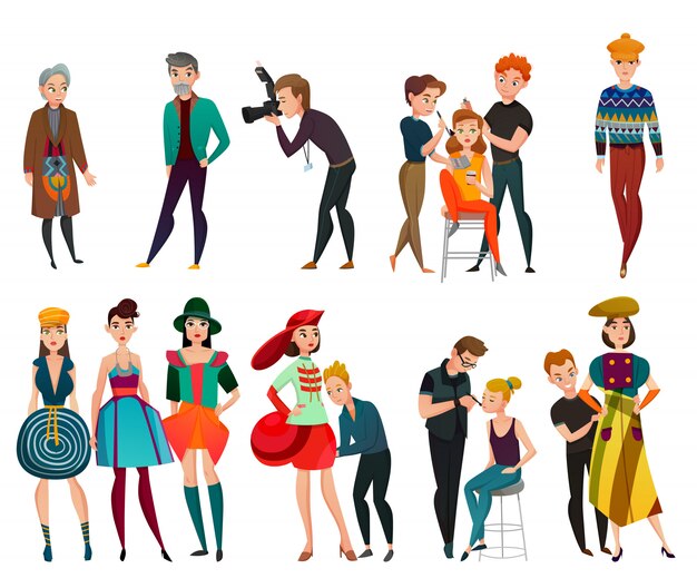 Conjunto de personas en la industria de la moda