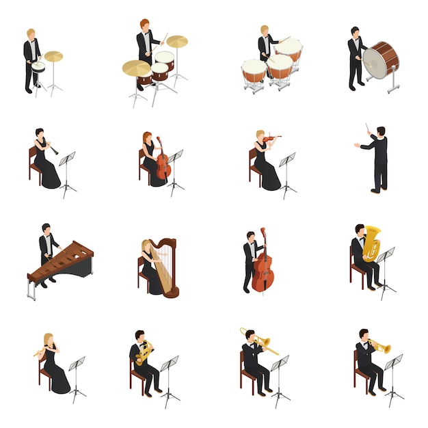 Vector gratuito conjunto de personas de orquesta