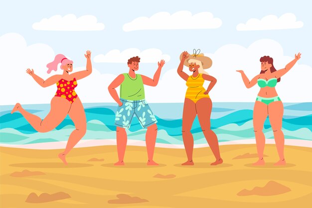 Conjunto de personas de playa
