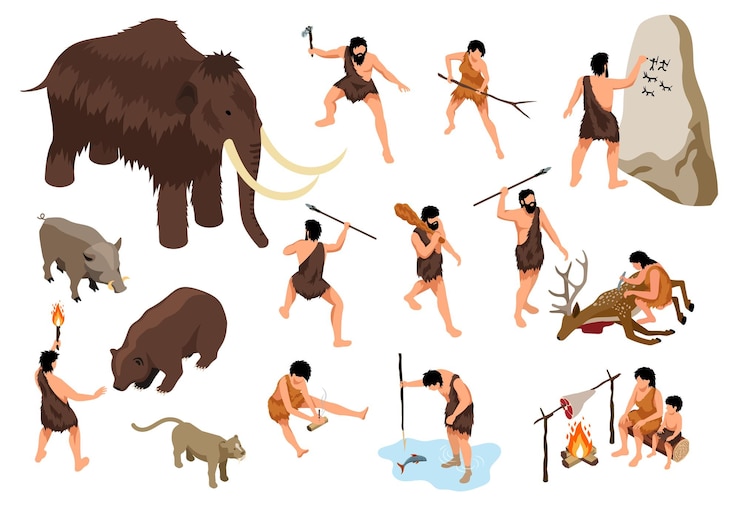 Vector gratuito conjunto de personas primitivas isométricas