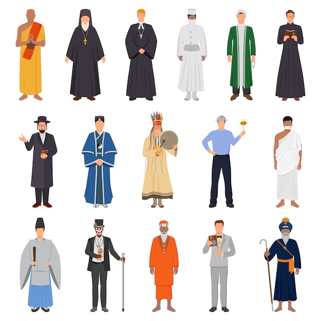 Conjunto de personas religiosas del mundo