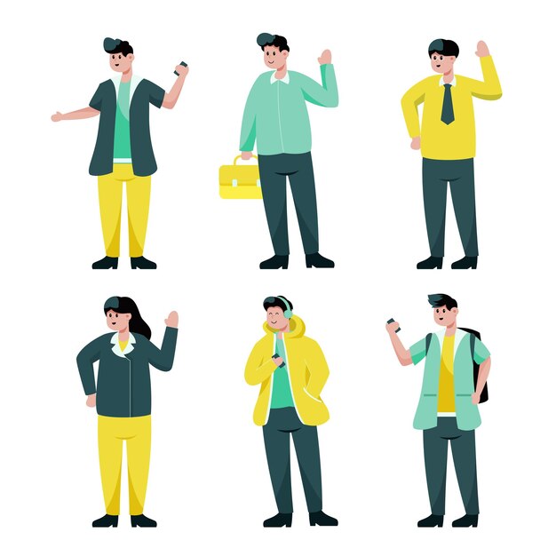 Conjunto de personas trabajadoras en la ilustración de la colección de personajes de dibujos animados, ilustración aislada