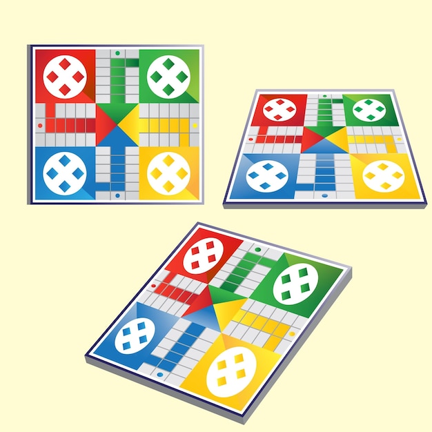 Conjunto de perspectivas del juego de mesa ludo.