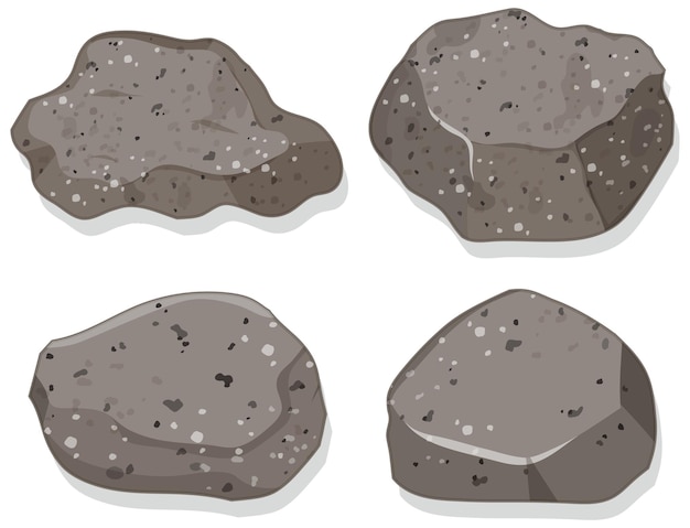 Conjunto de piedras de granito aislado sobre fondo blanco.