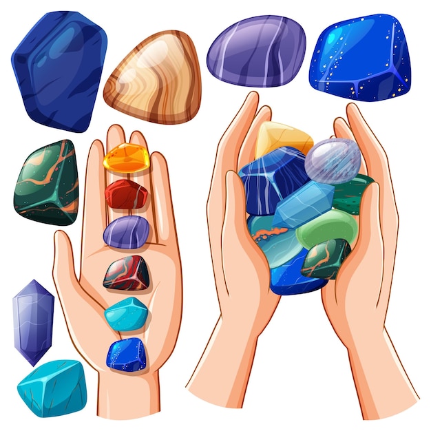 Conjunto de piedras preciosas de la suerte
