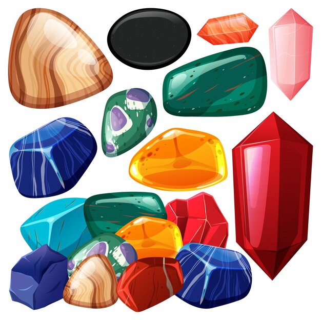 Conjunto de piedras preciosas de la suerte