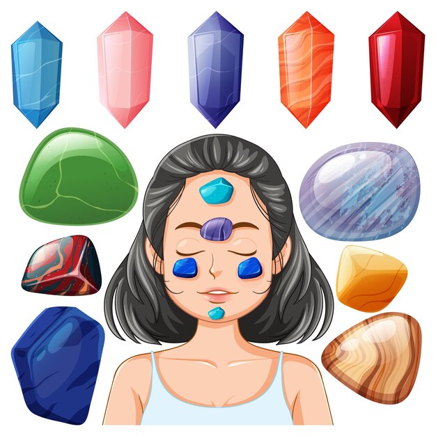 Conjunto de piedras preciosas de la suerte