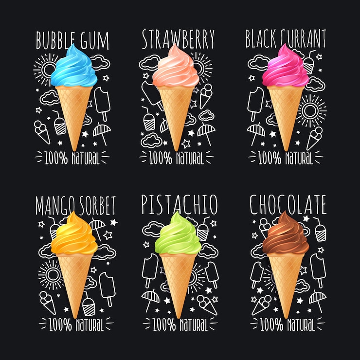 Vector gratuito conjunto de pizarra de helado