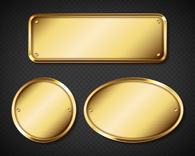 Vector gratuito conjunto de placas de nombre dorado