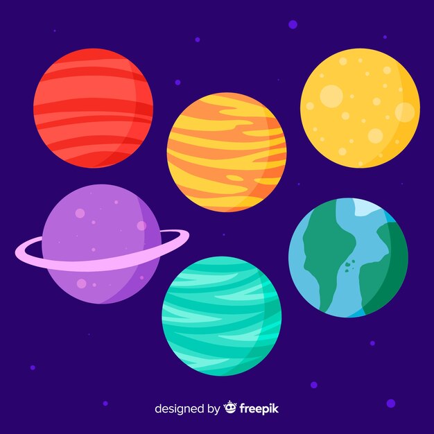 Conjunto de planetas dibujados a mano lindo