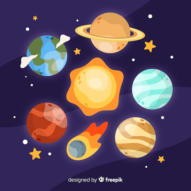 Vector gratuito conjunto de planetas de la vía láctea