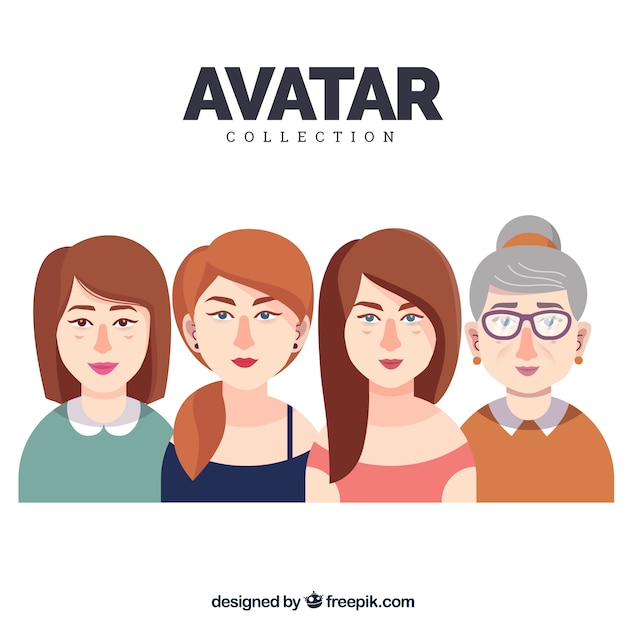 Vector gratuito conjunto plano de avatares de mujeres
