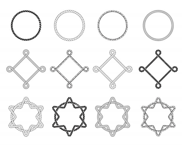 Conjunto plano de diferentes marcos de cuerda.