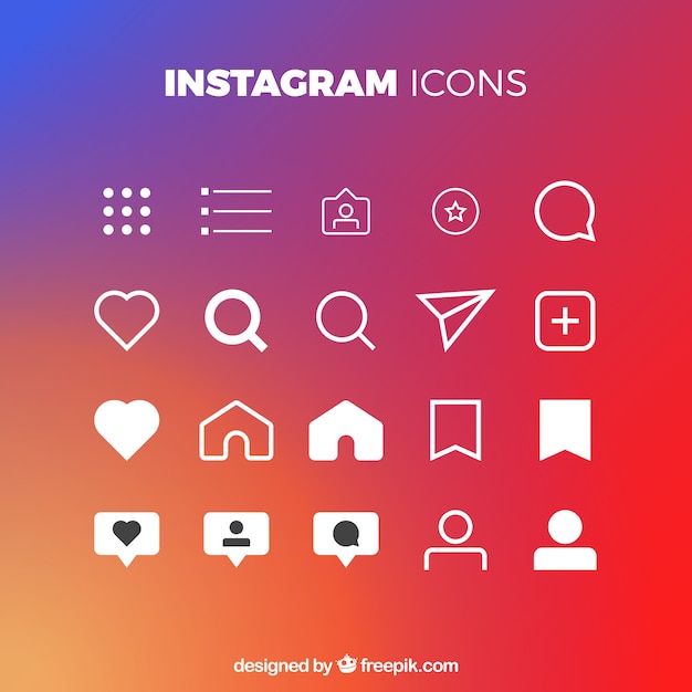 Conjunto plano de iconos y notificaciones de instagram