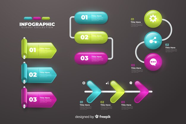 Conjunto de plantilla de colección de pasos de infografía