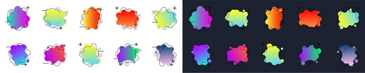 Vector gratuito conjunto de plantilla de forma líquida abstracta diseño de color plano fluido listo para usar para impresión y diseño web ilustración vectorial