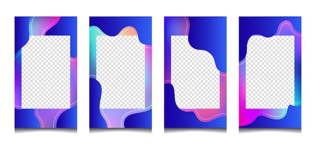 Conjunto de plantilla de historias de instagram con forma líquida