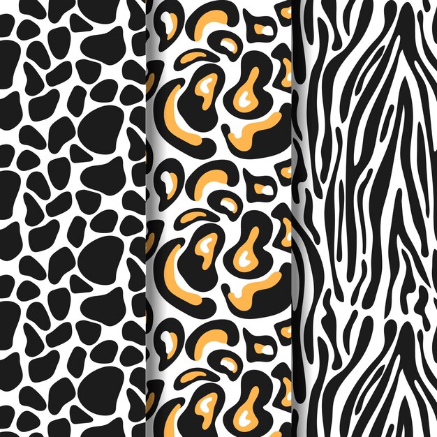 Conjunto de plantilla de patrones sin fisuras con estampado animal