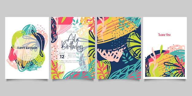 Vector gratuito conjunto de plantillas artísticas universales creativas abstractas. bueno para carteles, tarjetas, invitaciones, volantes, portadas, pancartas, carteles, folletos y otros diseños gráficos.