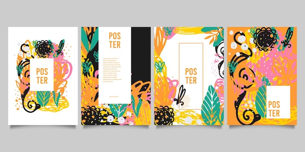 Conjunto de plantillas artísticas universales creativas abstractas. Bueno para carteles, tarjetas, invitaciones, volantes, portadas, pancartas, carteles, folletos y otros diseños gráficos.