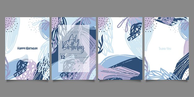 Conjunto de plantillas artísticas universales creativas abstractas. Bueno para carteles, tarjetas, invitaciones, volantes, portadas, pancartas, carteles, folletos y otros diseños gráficos.