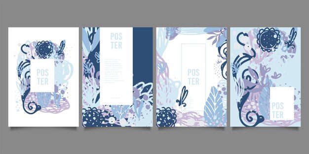 Conjunto de plantillas artísticas universales creativas abstractas. Bueno para carteles, tarjetas, invitaciones, volantes, portadas, pancartas, carteles, folletos y otros diseños gráficos.