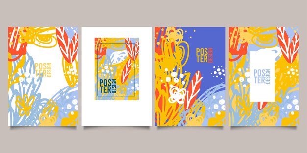 Conjunto de plantillas artísticas universales creativas abstractas. Bueno para carteles, tarjetas, invitaciones, volantes, portadas, pancartas, carteles, folletos y otros diseños gráficos.
