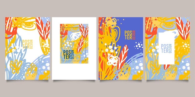 Conjunto de plantillas artísticas universales creativas abstractas. Bueno para carteles, tarjetas, invitaciones, volantes, portadas, pancartas, carteles, folletos y otros diseños gráficos.