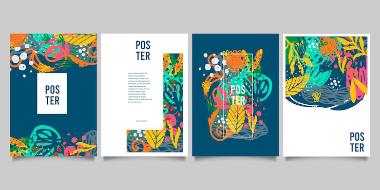 Vector gratuito conjunto de plantillas artísticas universales creativas abstractas.
