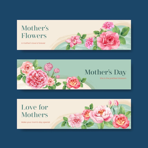 Conjunto de plantillas de banner de feliz día de la madre