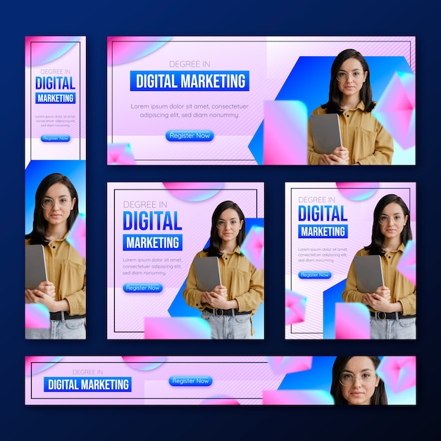 Conjunto de plantillas de banner de gradiente