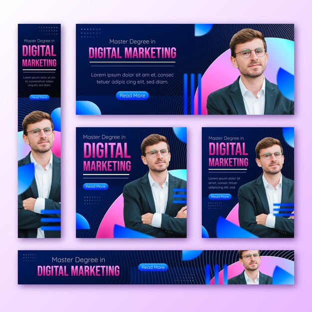 Conjunto de plantillas de banner de gradiente