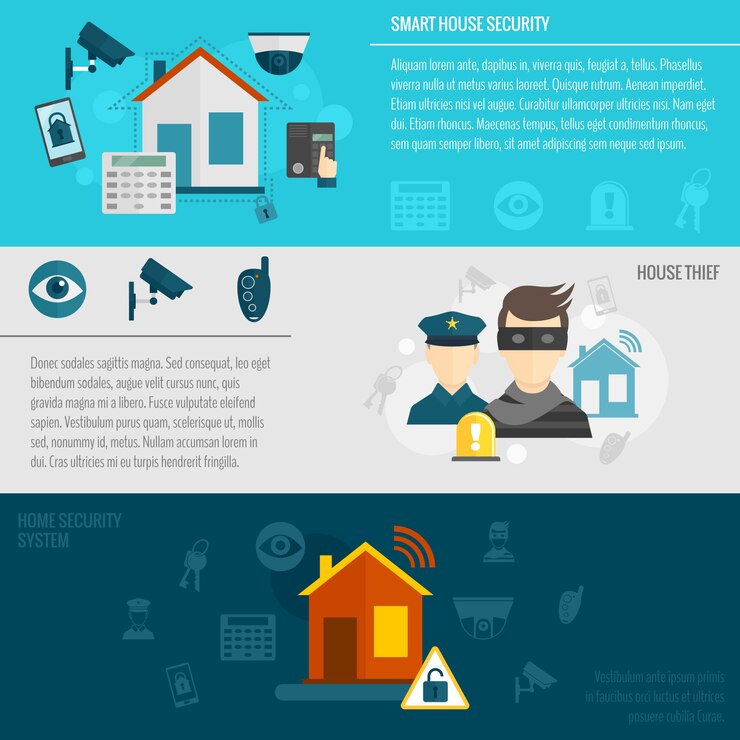 Vector gratuito conjunto de plantillas de banner de seguridad para el hogar