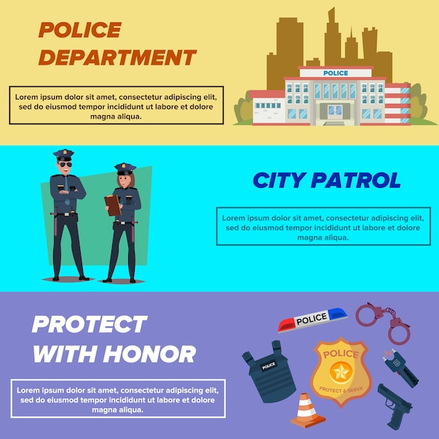 Vector gratuito conjunto de plantillas de banner web de policía