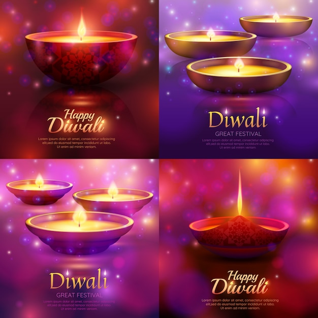 Vector gratuito conjunto de plantillas de celebración de diwali