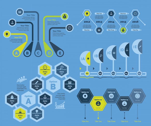 Conjunto de plantillas de cinco diagramas de estrategia